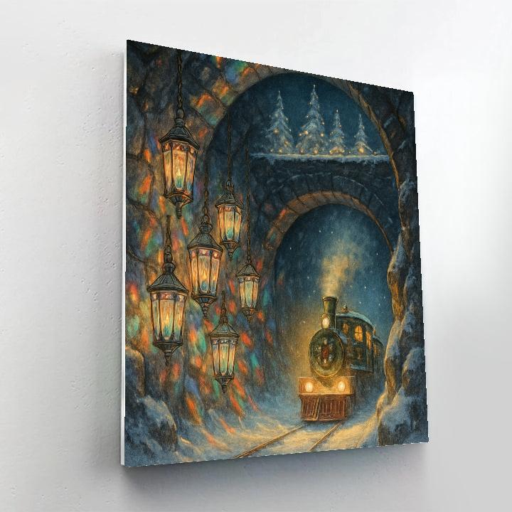 Crystal Lantern Winter Train Tunnel paint by numbers