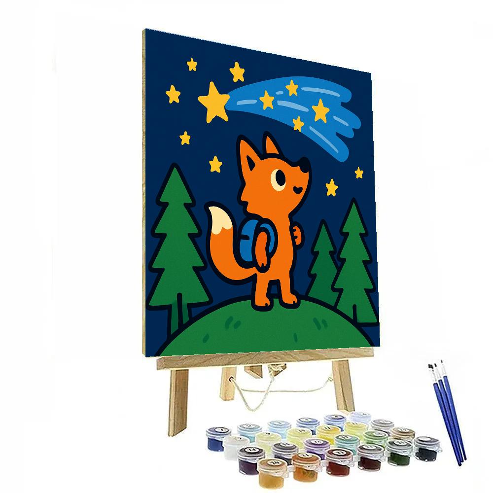 Cosmic Forest Fox And The Shooting Star Trail Number painting