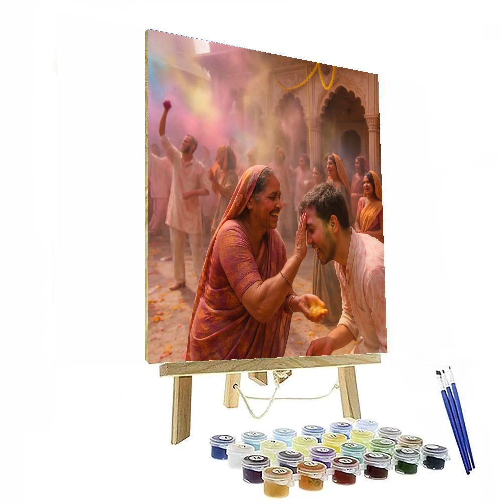 Holi Morning In Vrindavan Courtyard paint by numbers