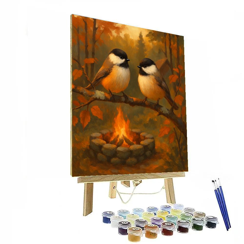 Autumn Hearthside Chickadees Painting by numbers kit