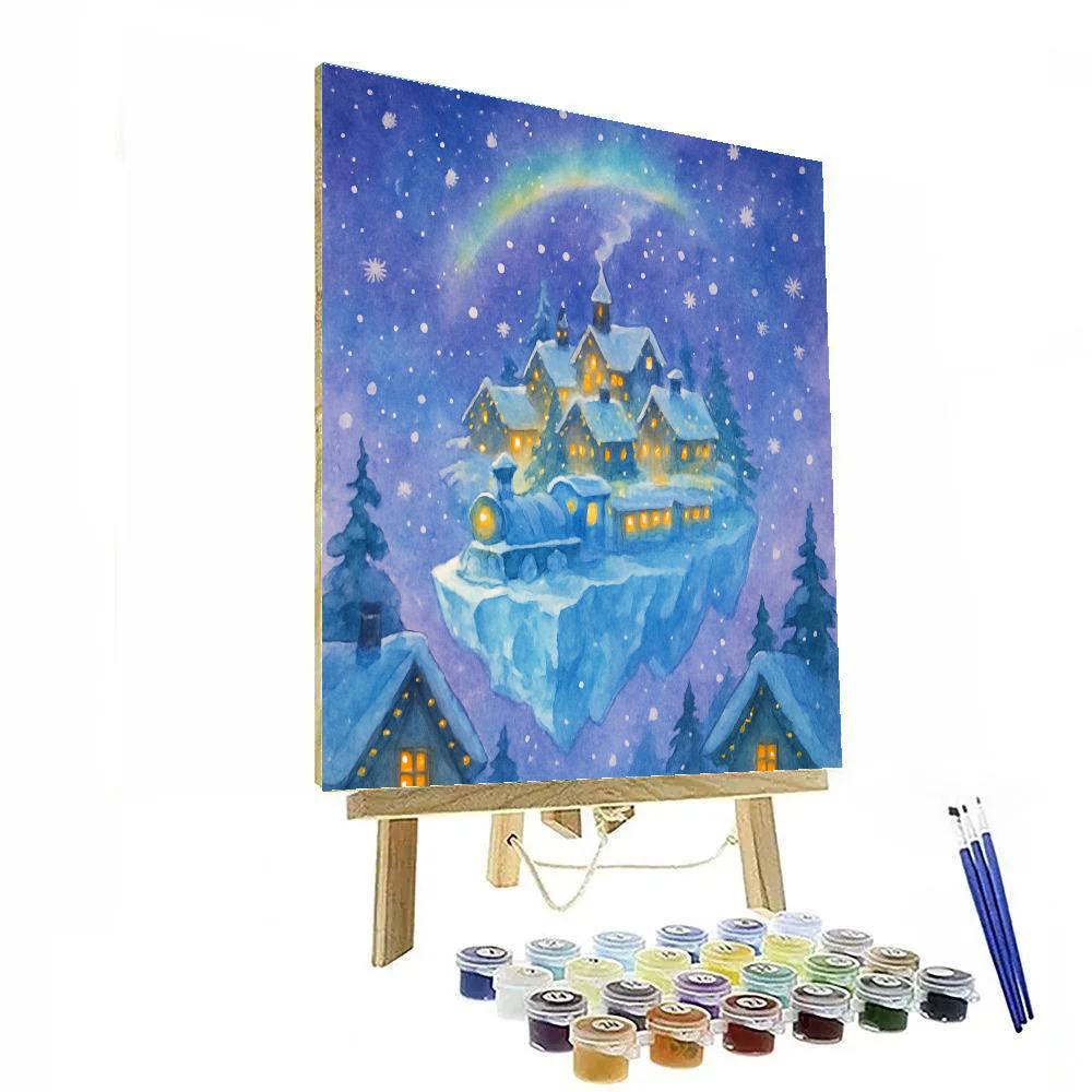 Starlit Polar Express Village Eve painting number kit