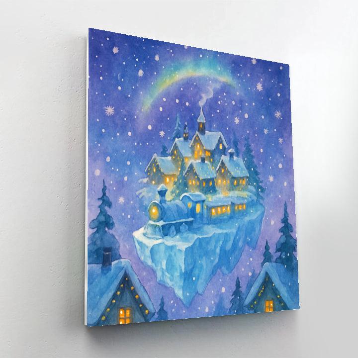 Starlit Polar Express Village Eve painting number kit