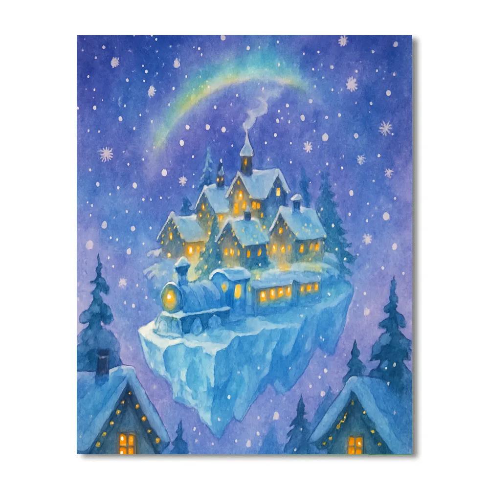 Starlit Polar Express Village Eve painting number kit