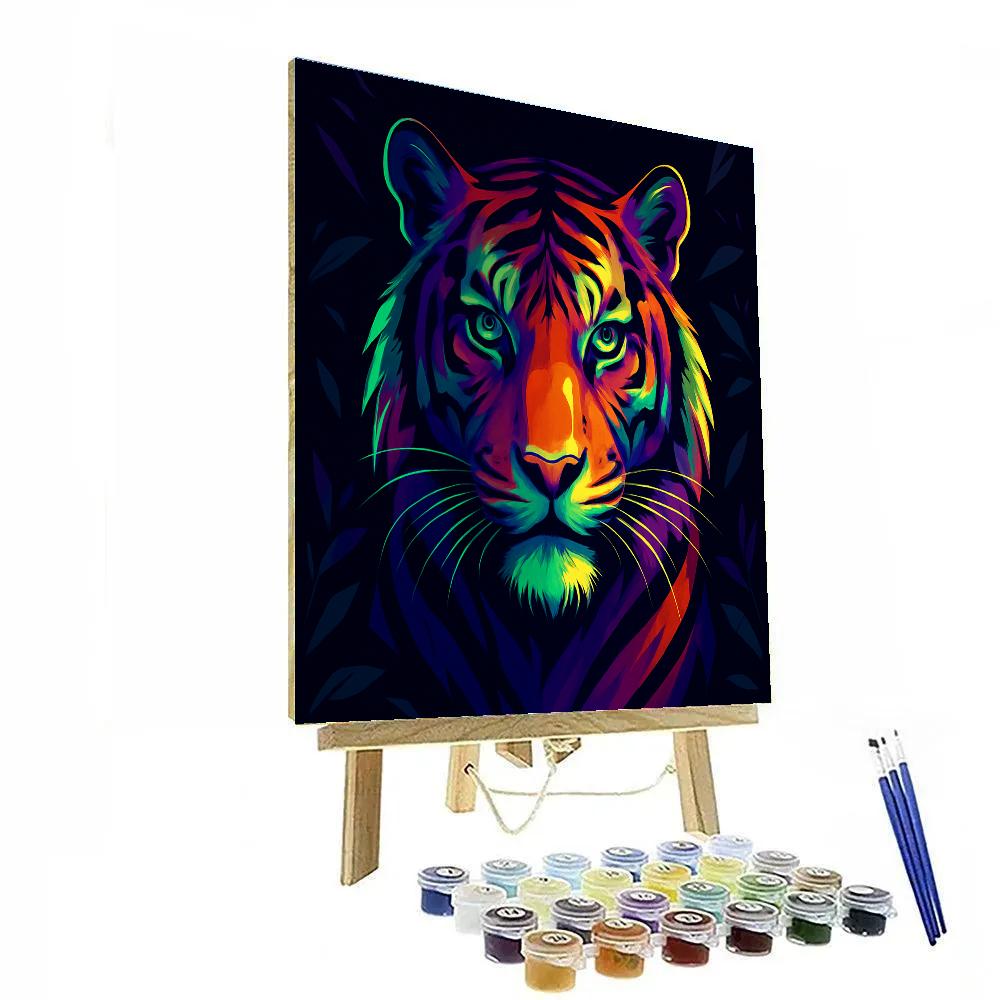 Neon Jungle Tiger Focus paint by number