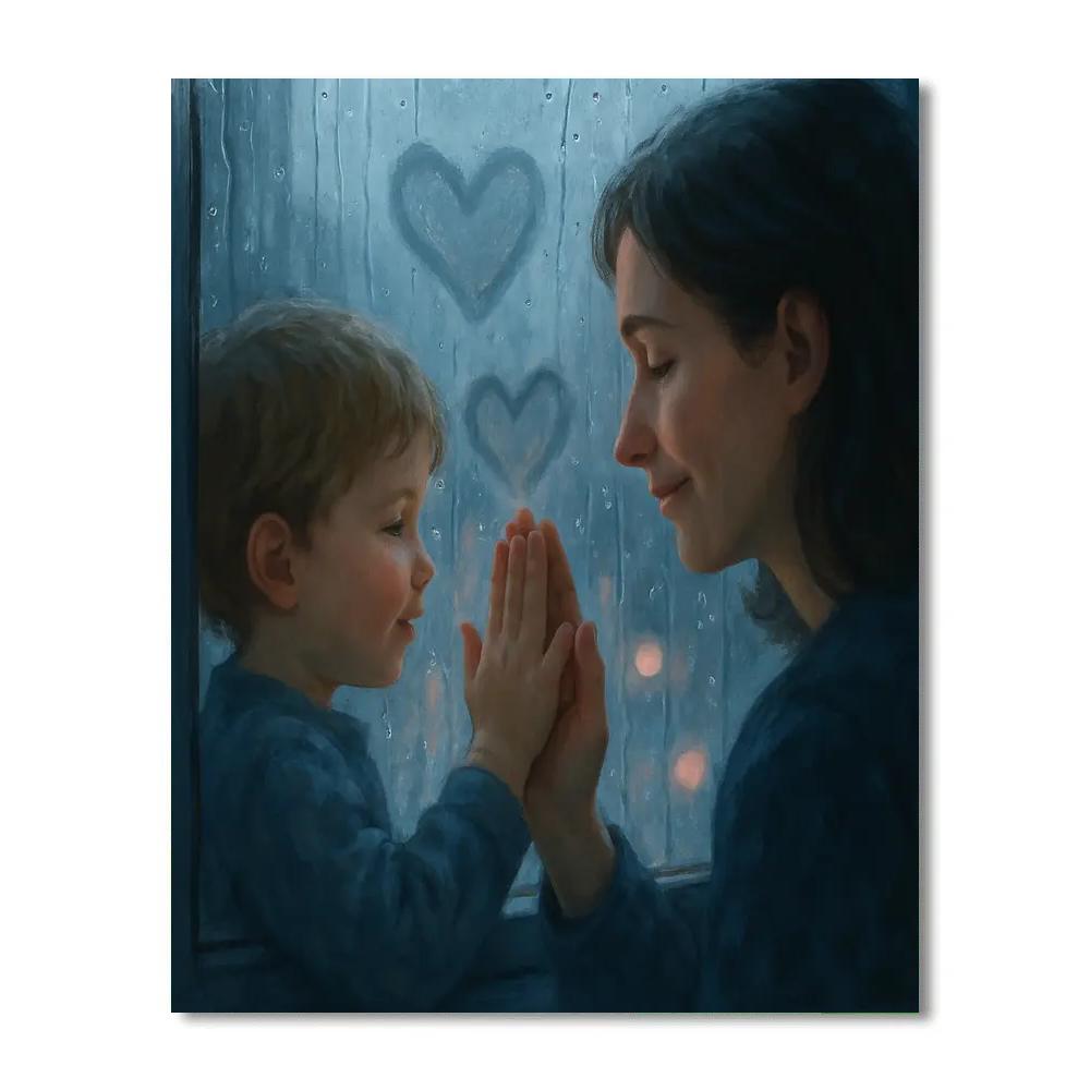 Rainy Window Heart Prints paint by numbers
