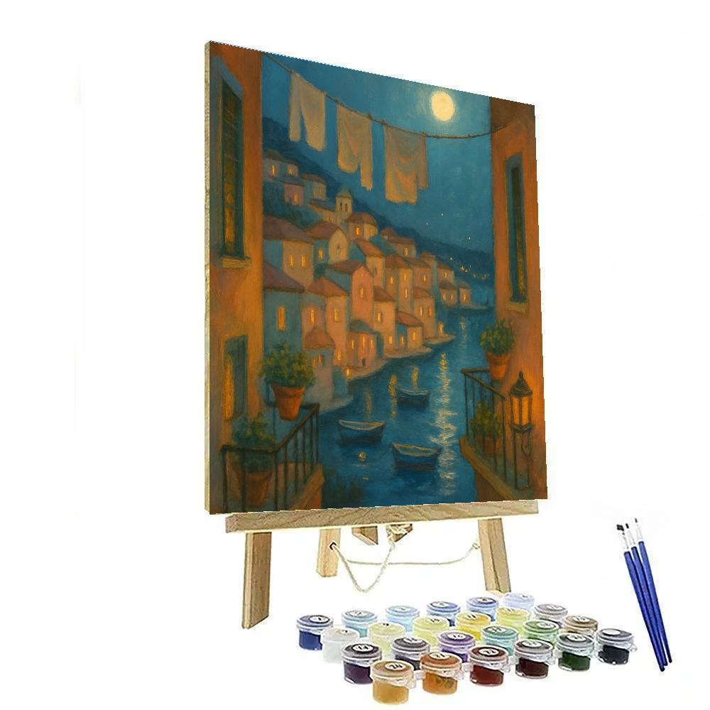 Harbor Lights And Moonlit Laundry Lines Paint by numbers kits