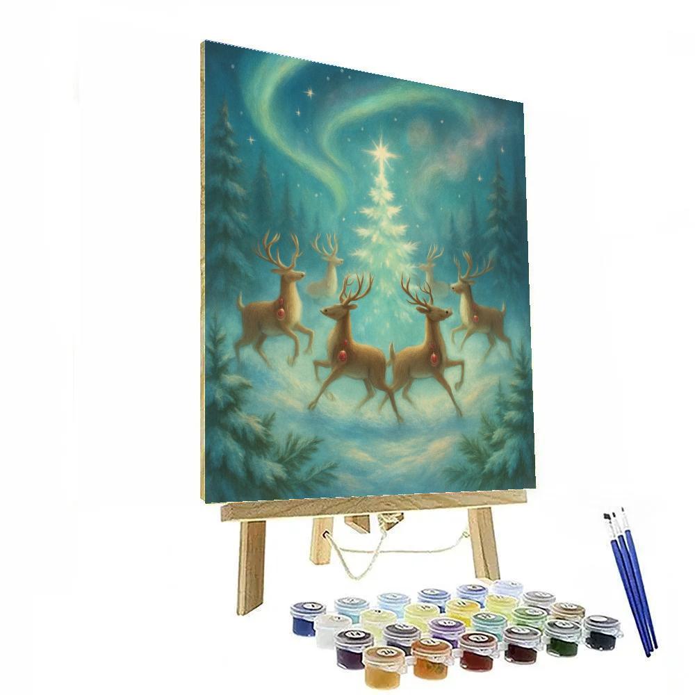 Aurora Carousel Reindeer Forest Number painting