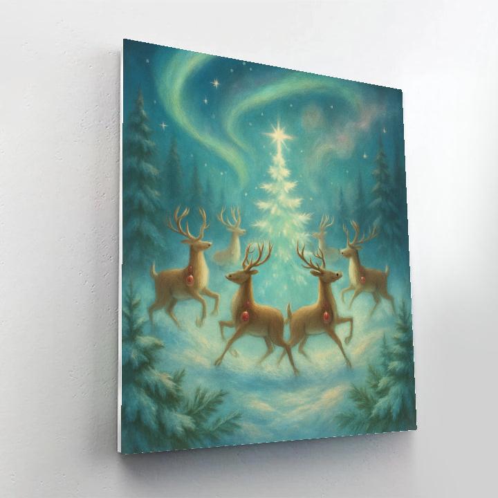 Aurora Carousel Reindeer Forest Number painting