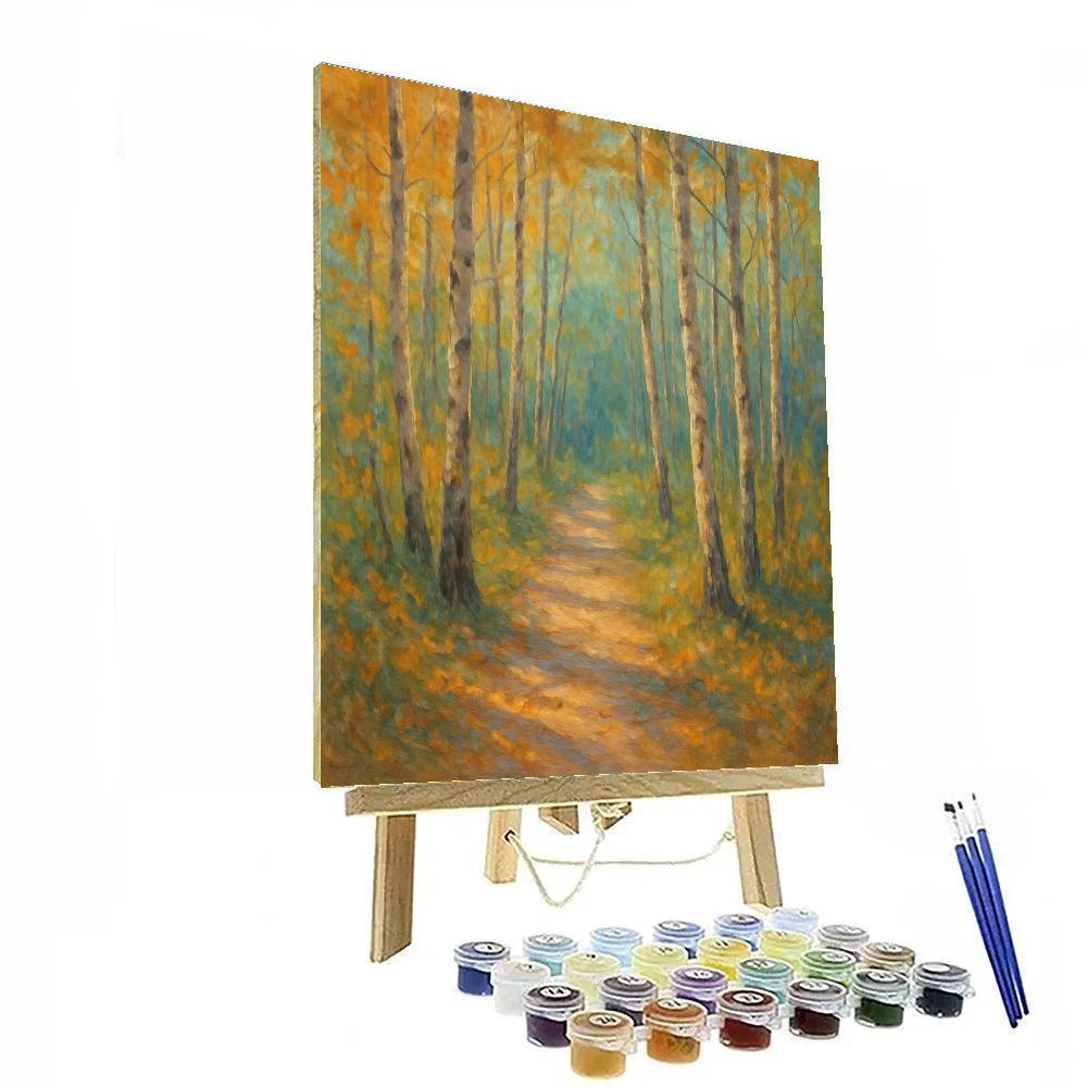 Sunlit Path Through Silver Birches Number painting