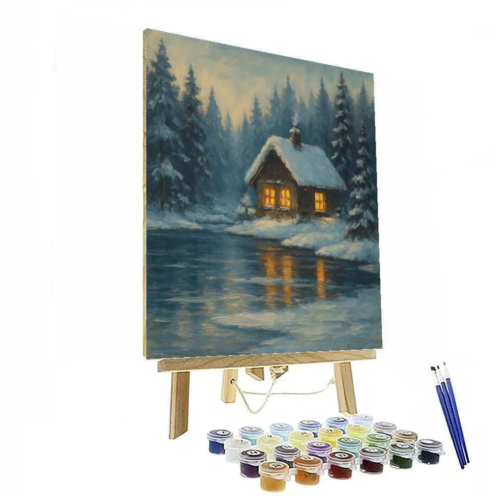 Winter Hearth Reflections On Frozen Lake paint by color