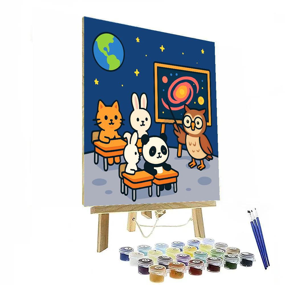 Galaxy Classroom On The Moon Paint by numbers art