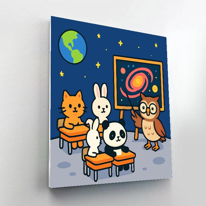 Galaxy Classroom On The Moon Paint by numbers art