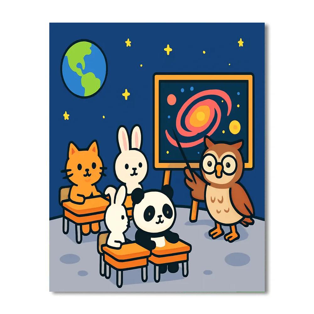 Galaxy Classroom On The Moon Paint by numbers art