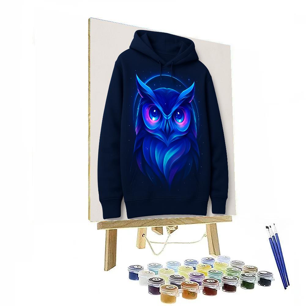 Cosmic Owl Aurora Vision Number painting