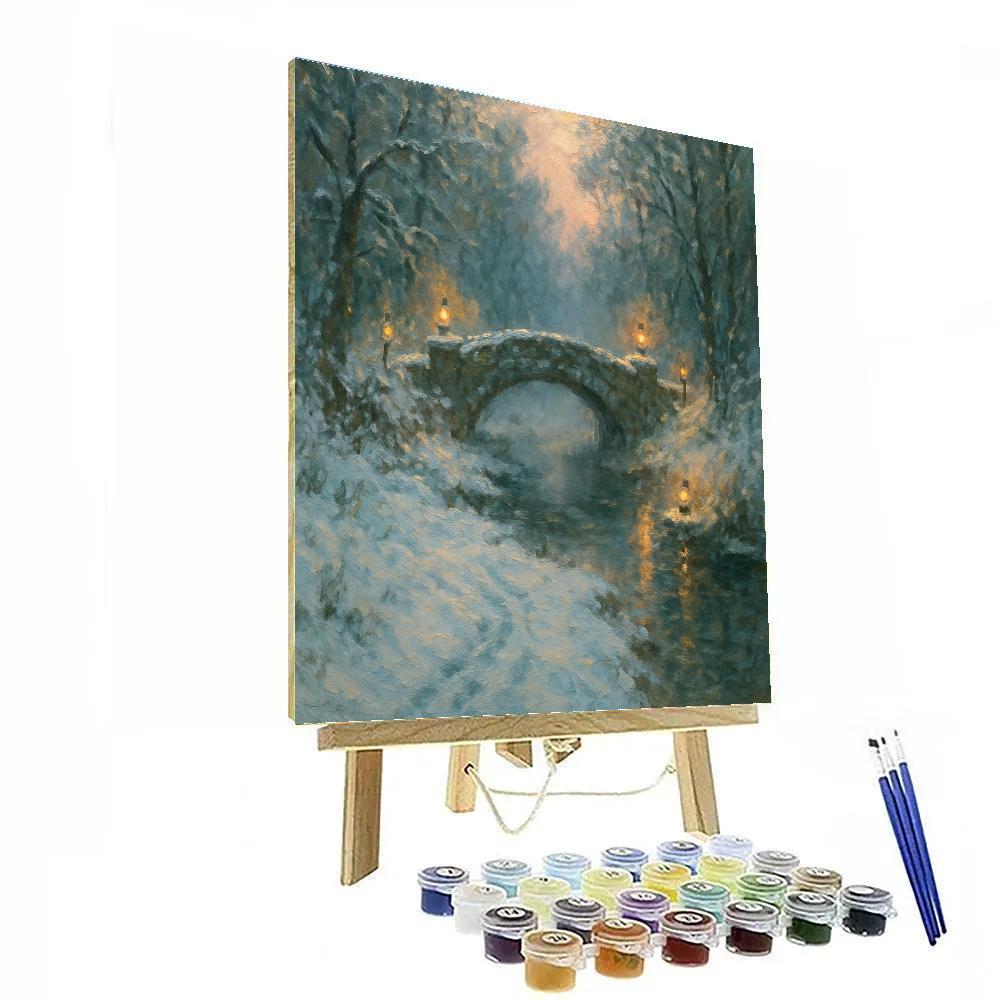 Frozen Lantern Bridge At First Snow paint by number