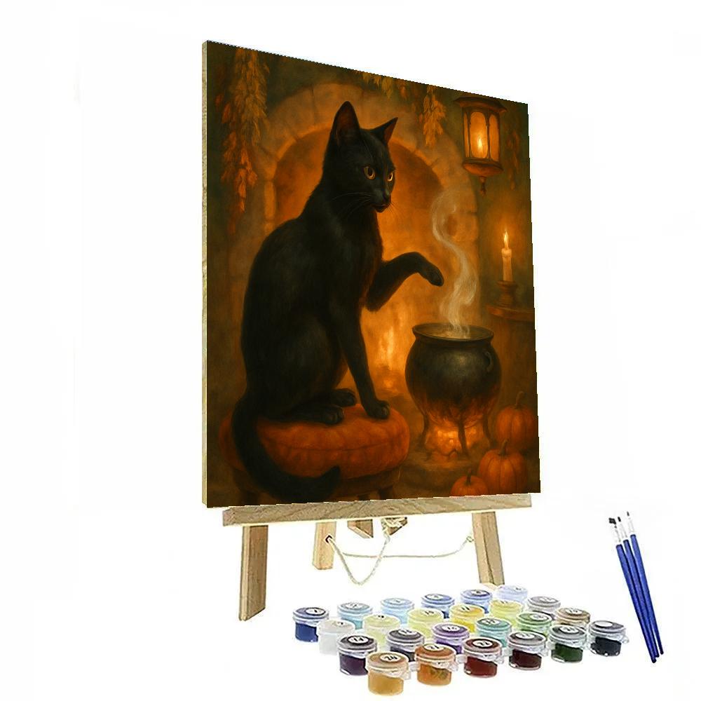 Black Cat Hearthside Spell Painting by numbers kit
