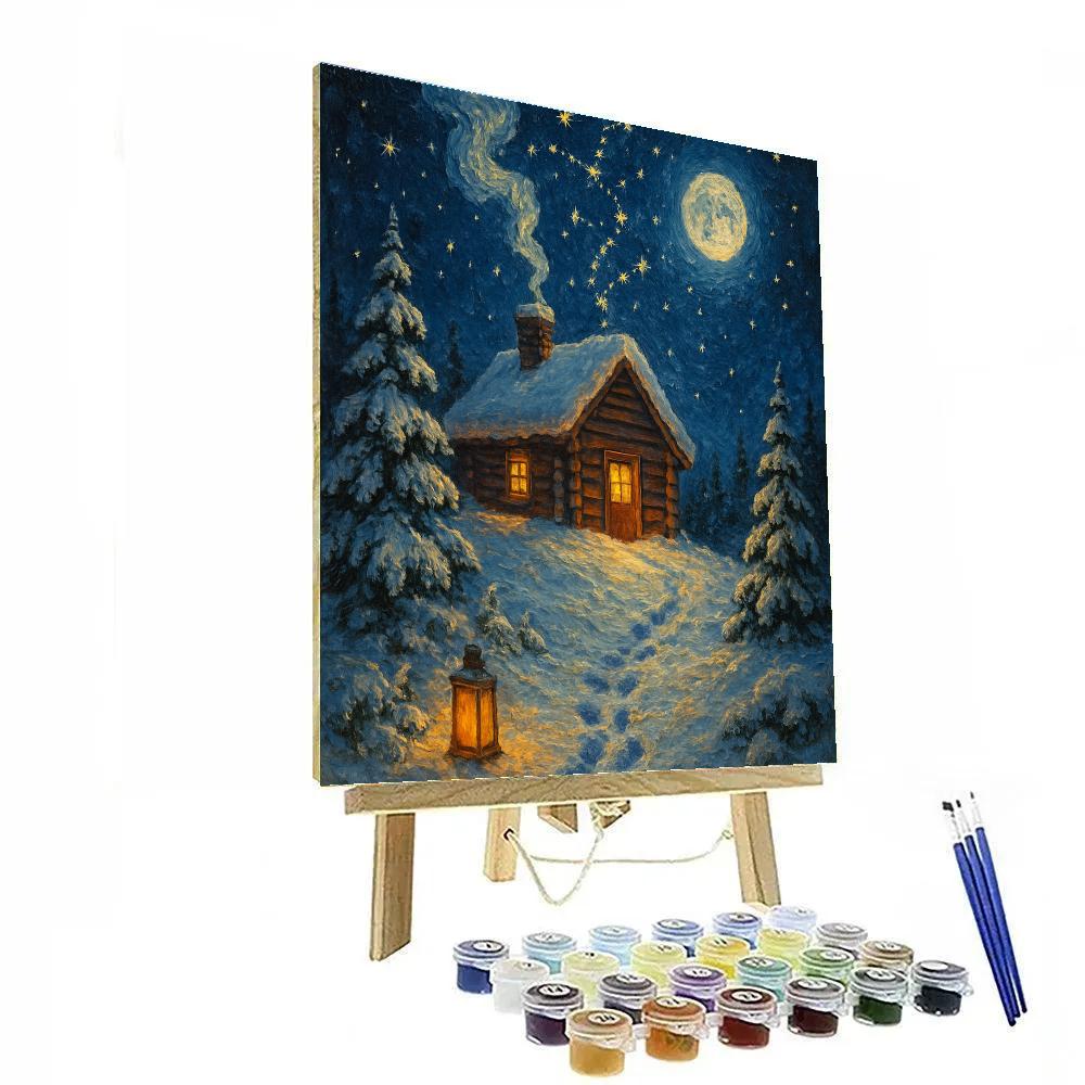 Moonlit Chimney Constellation Cabin Painting by numbers kit