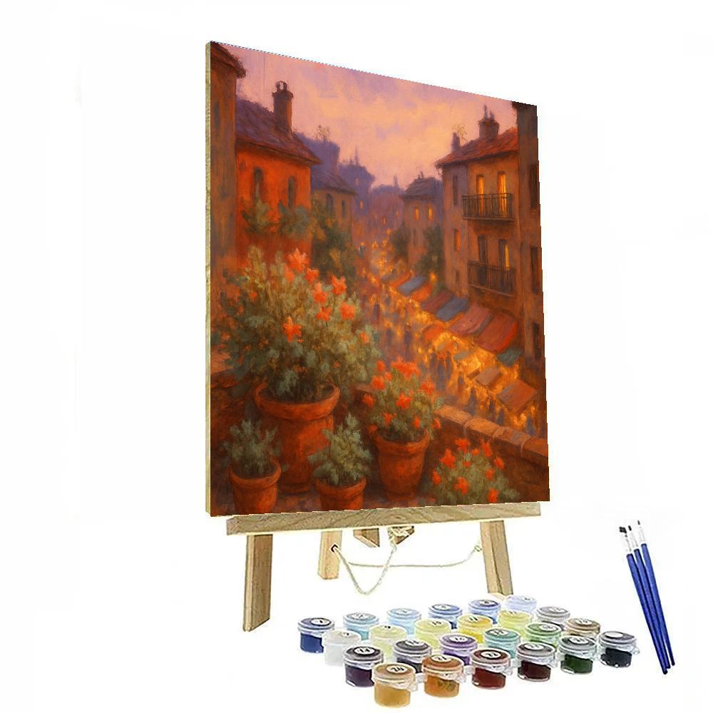Rooftop Garden Above The Evening Market paint by color