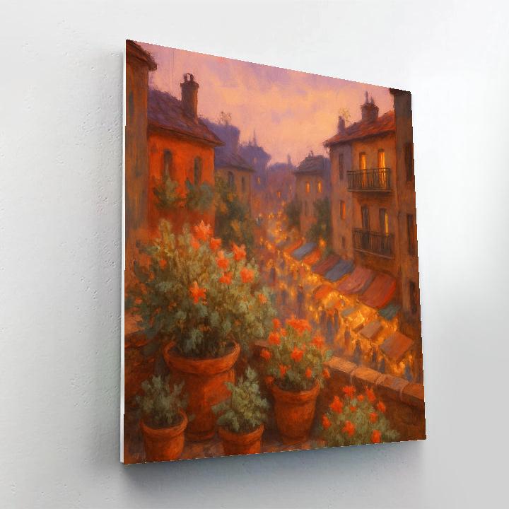 Rooftop Garden Above The Evening Market paint by color