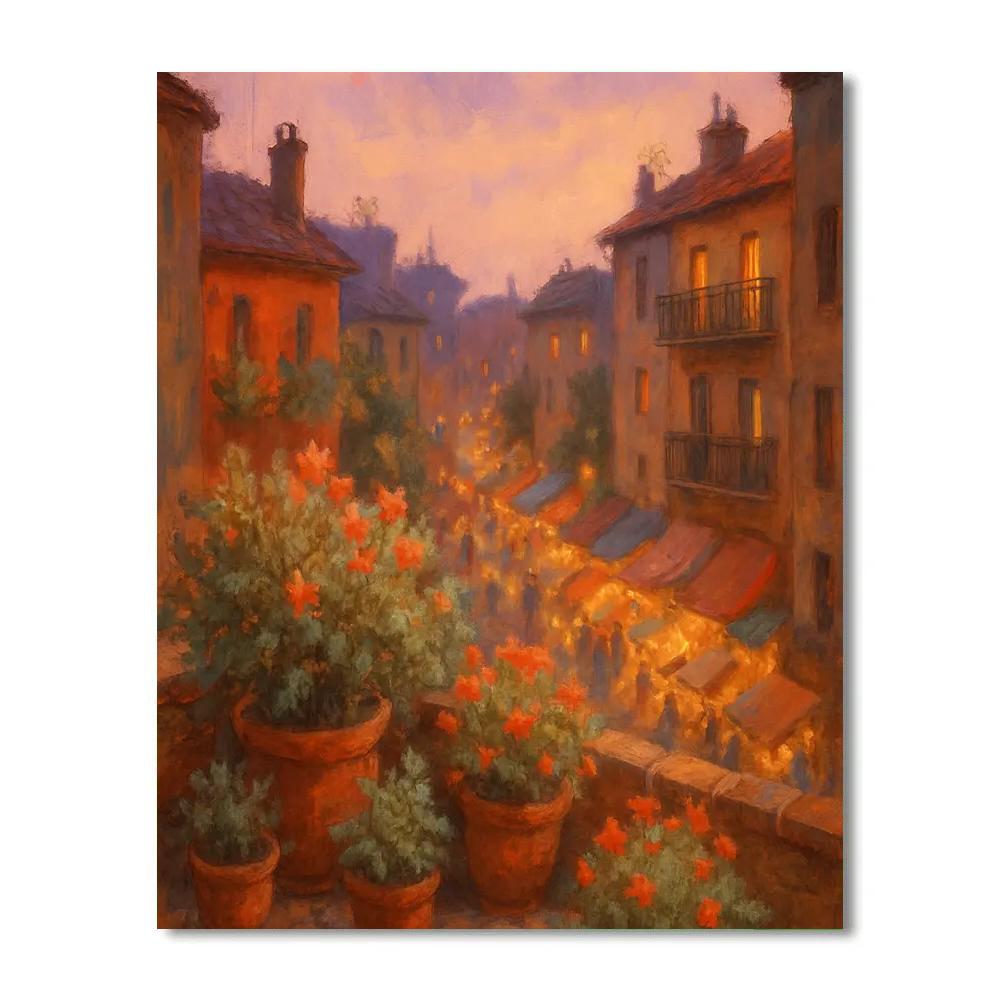 Rooftop Garden Above The Evening Market paint by color