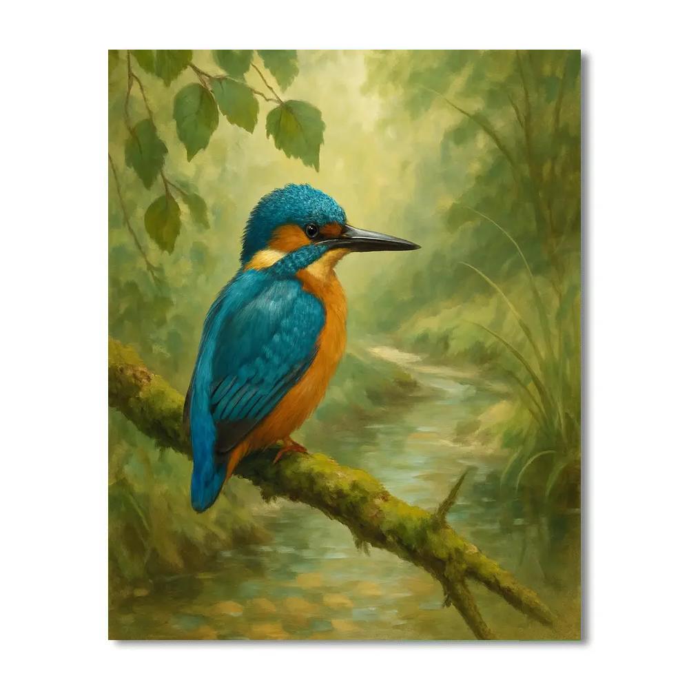 Spring Brook Kingfisher Hideaway Paint by numbers art