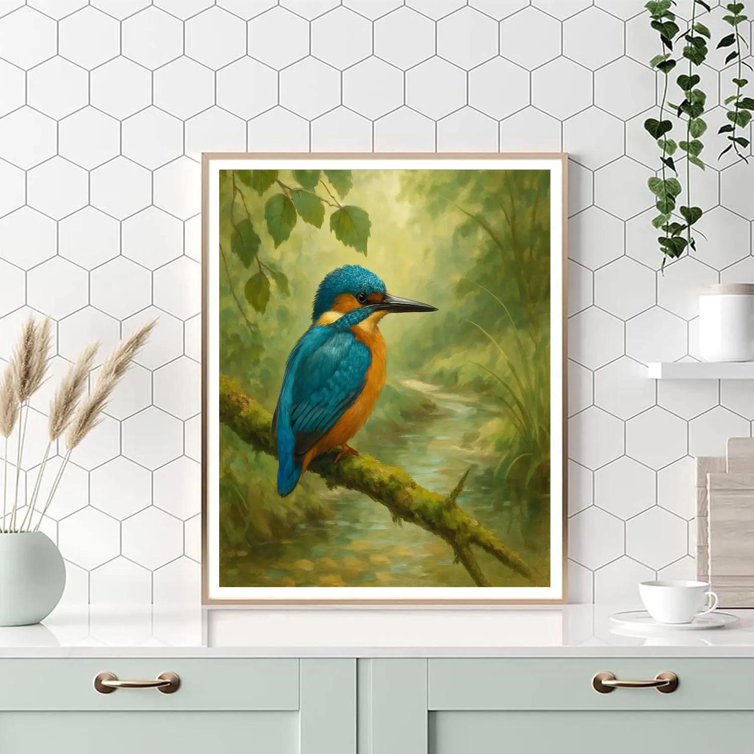 Spring Brook Kingfisher Hideaway Paint by numbers art