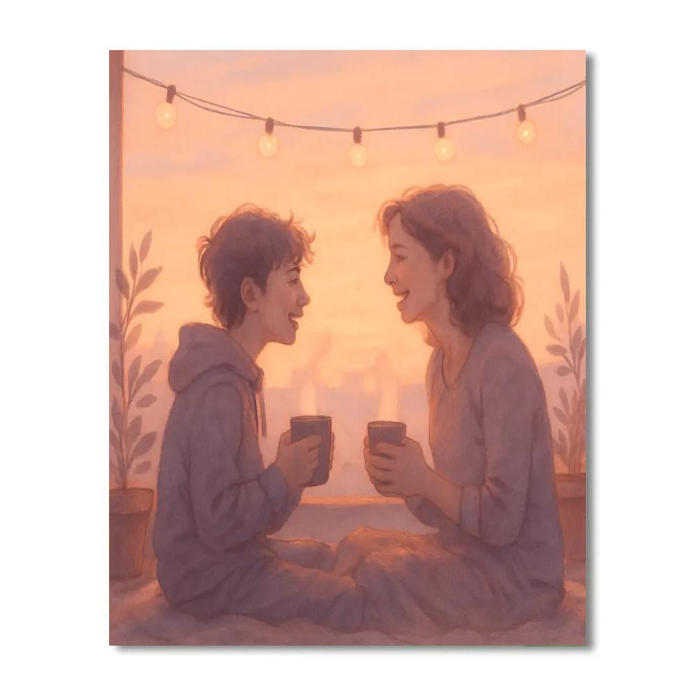Sunrise Rooftop Tea With Mom Number painting