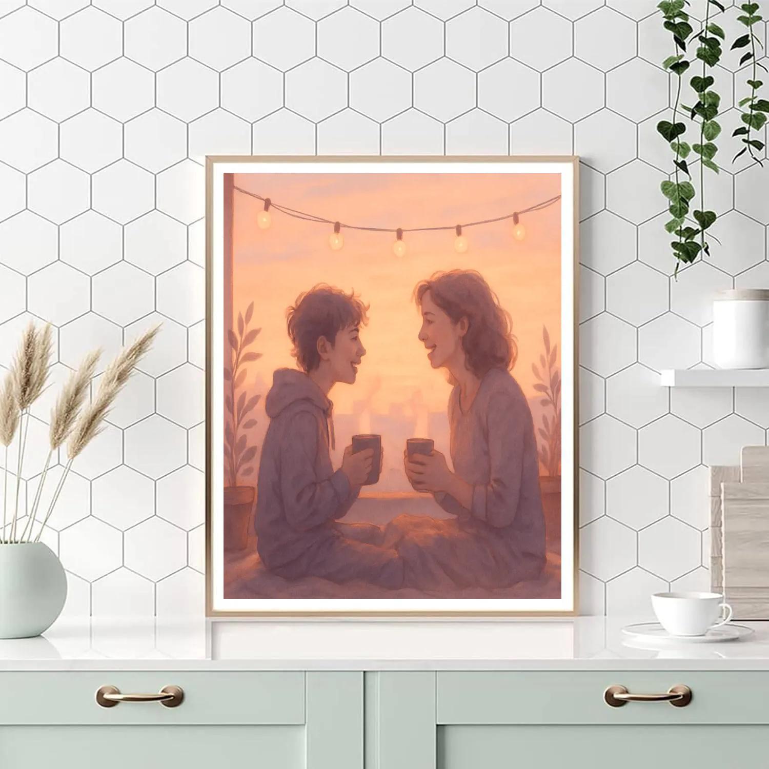Sunrise Rooftop Tea With Mom Number painting