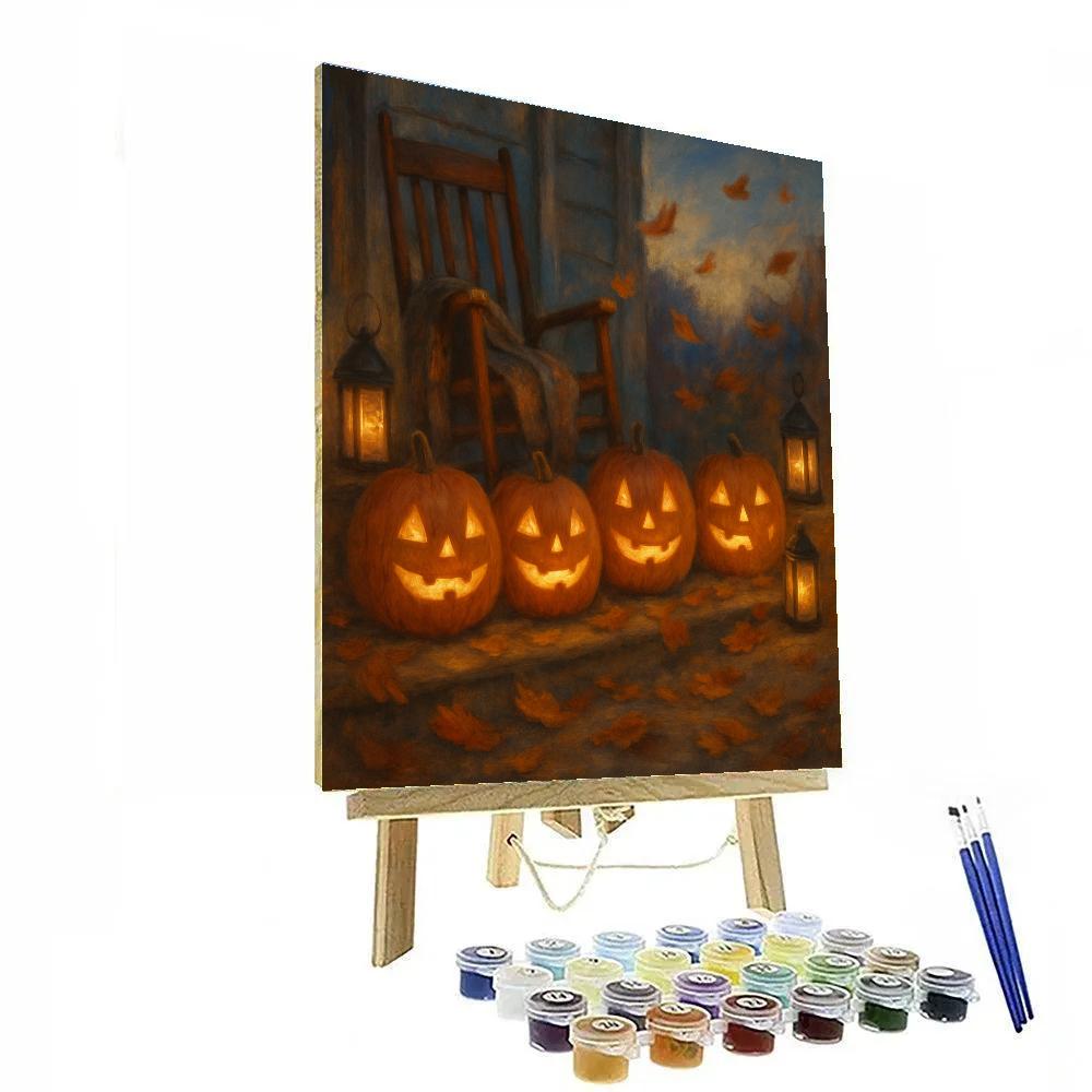 Enchanted Porch Pumpkin Choir painting number kit