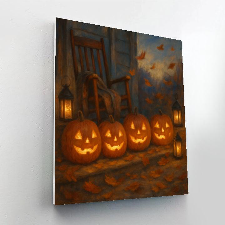 Enchanted Porch Pumpkin Choir painting number kit