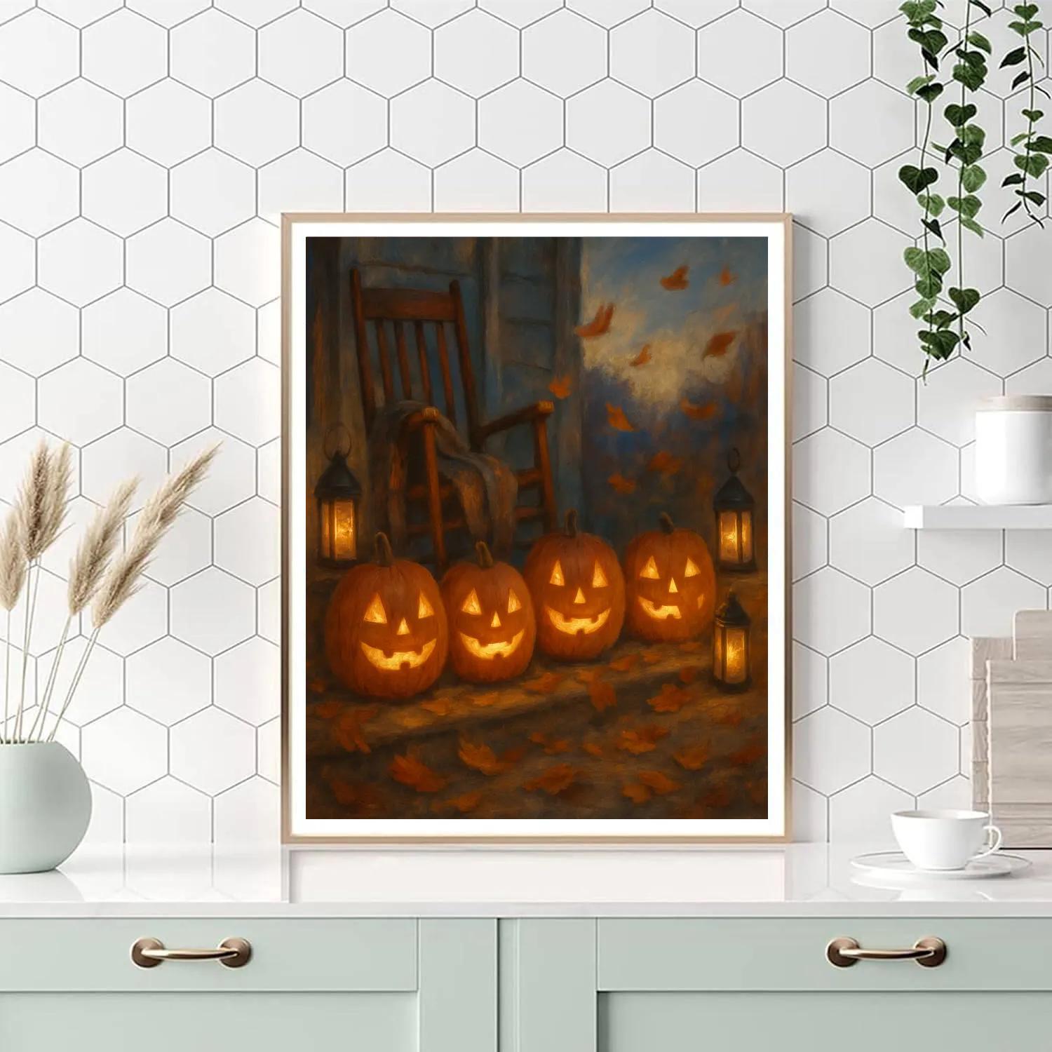 Enchanted Porch Pumpkin Choir painting number kit