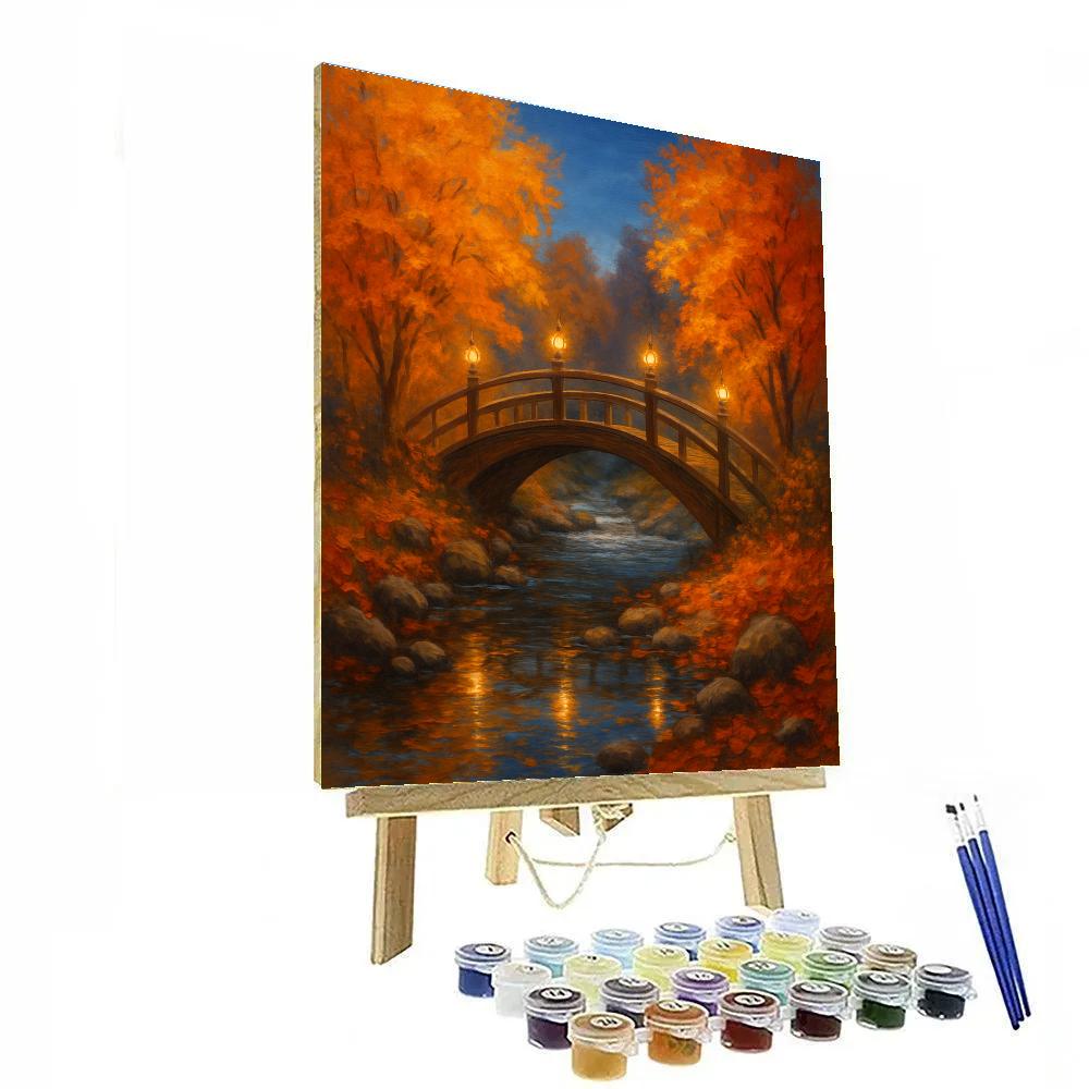 Lantern Bridge Over Autumn Creek Paint by numbers kits