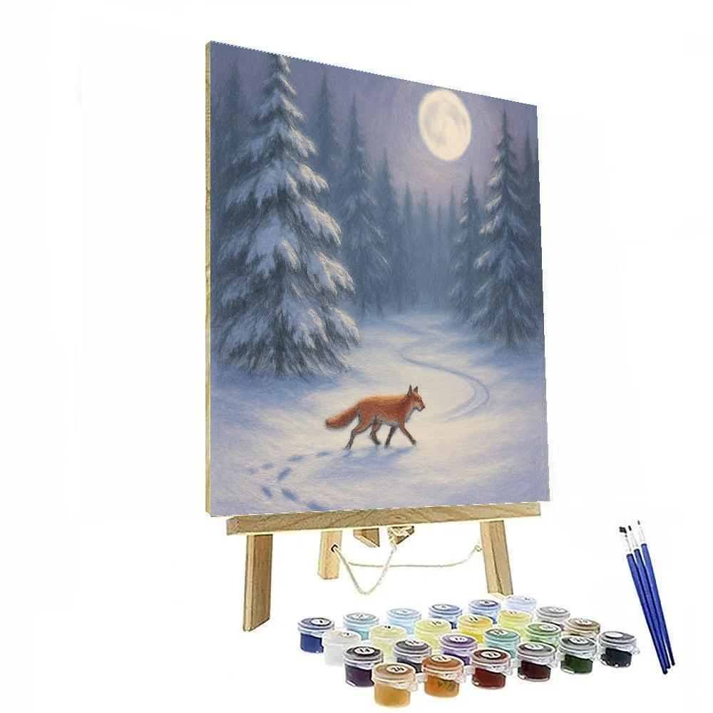 Moonlit Fox Trail Through Silver Pines Paint by numbers kits