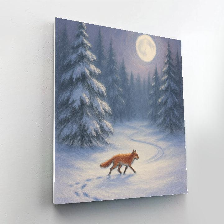 Moonlit Fox Trail Through Silver Pines Paint by numbers kits