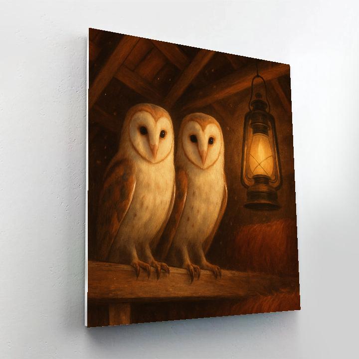Lantern Glow Barn Owls In The Loft Number painting