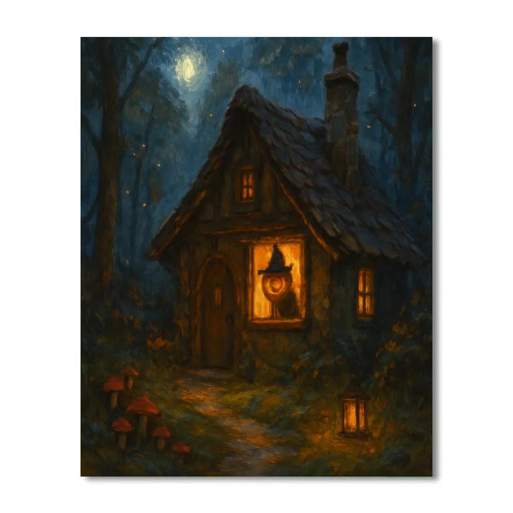 Witch Cottage Window Watcher Paint by numbers kits