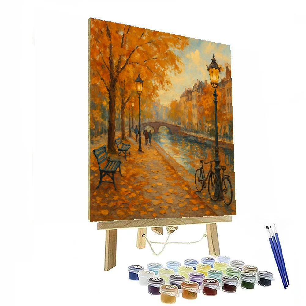 Autumn Promenade By The Canal Painting by numbers kit