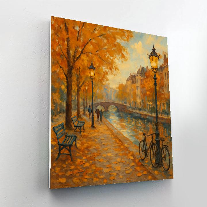 Autumn Promenade By The Canal Painting by numbers kit