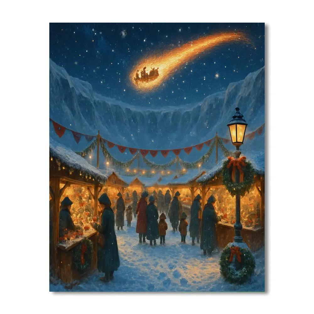Comet Sleigh Over Frozen Planet Market Paint by numbers art