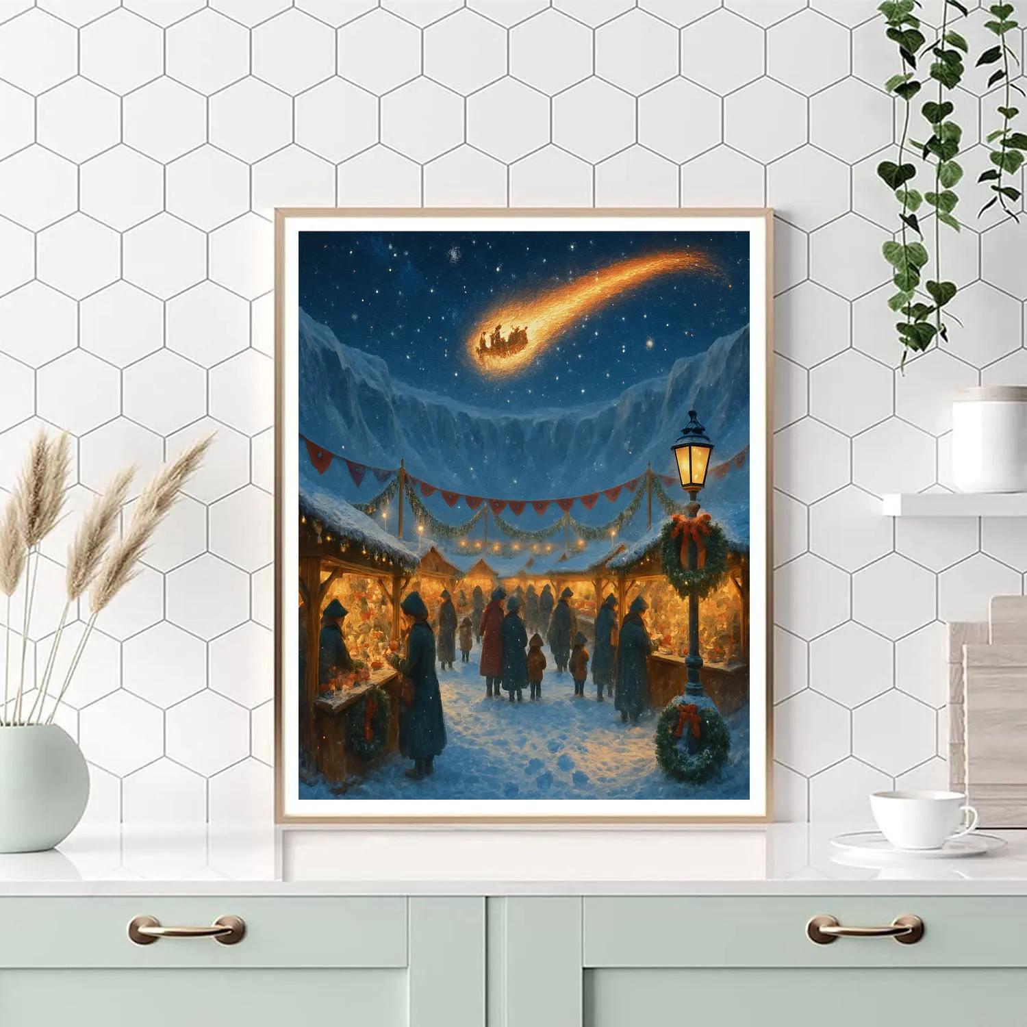 Comet Sleigh Over Frozen Planet Market Paint by numbers art