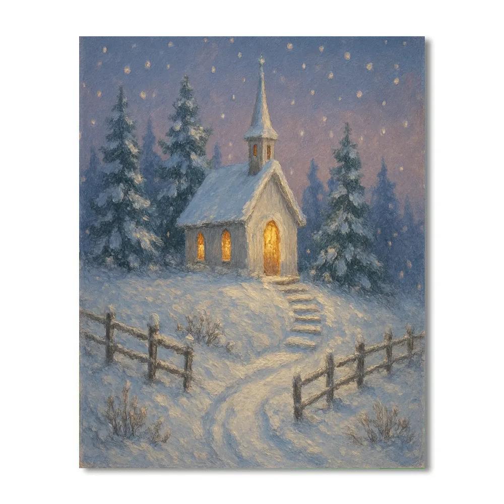 Winter Choir At The Country Chapel paint by color