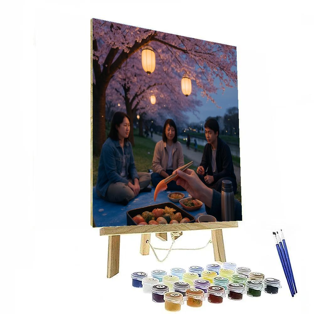Cherry Blossom Hanami Picnic In Tokyo Park paint by numbers