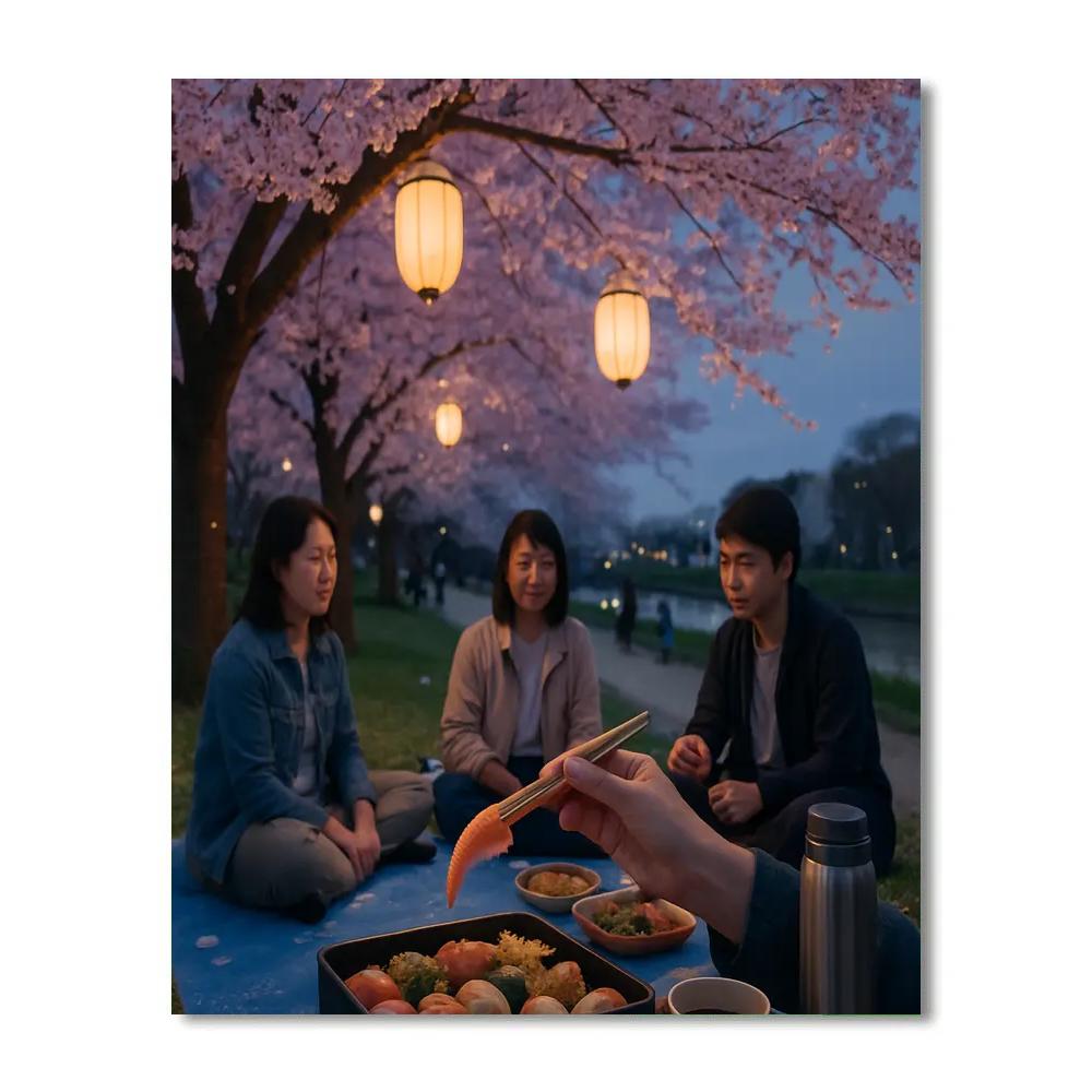 Cherry Blossom Hanami Picnic In Tokyo Park paint by numbers