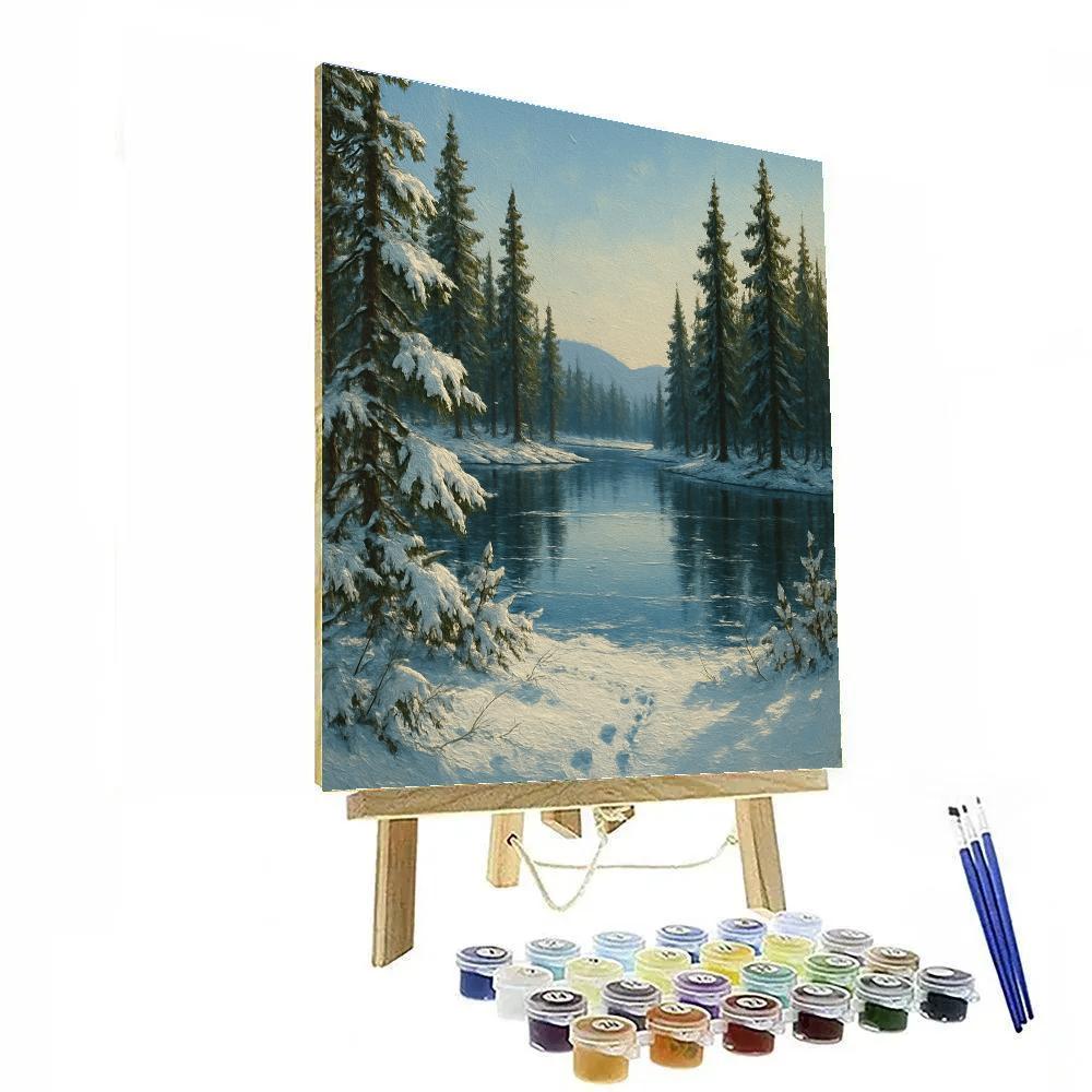 Snowshine Pines At Quiet Lake Number painting