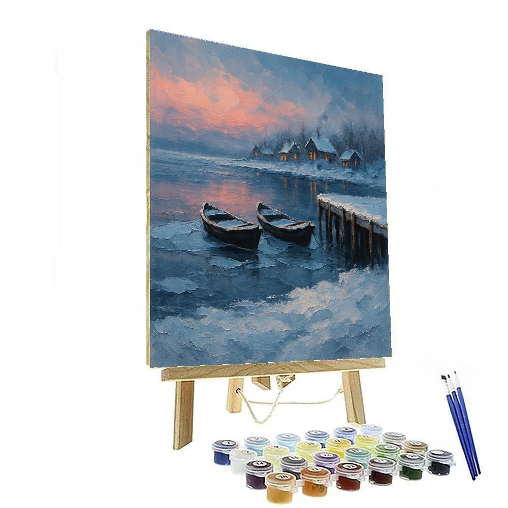Quiet Boats On The Icy Harbor Paint by numbers kits