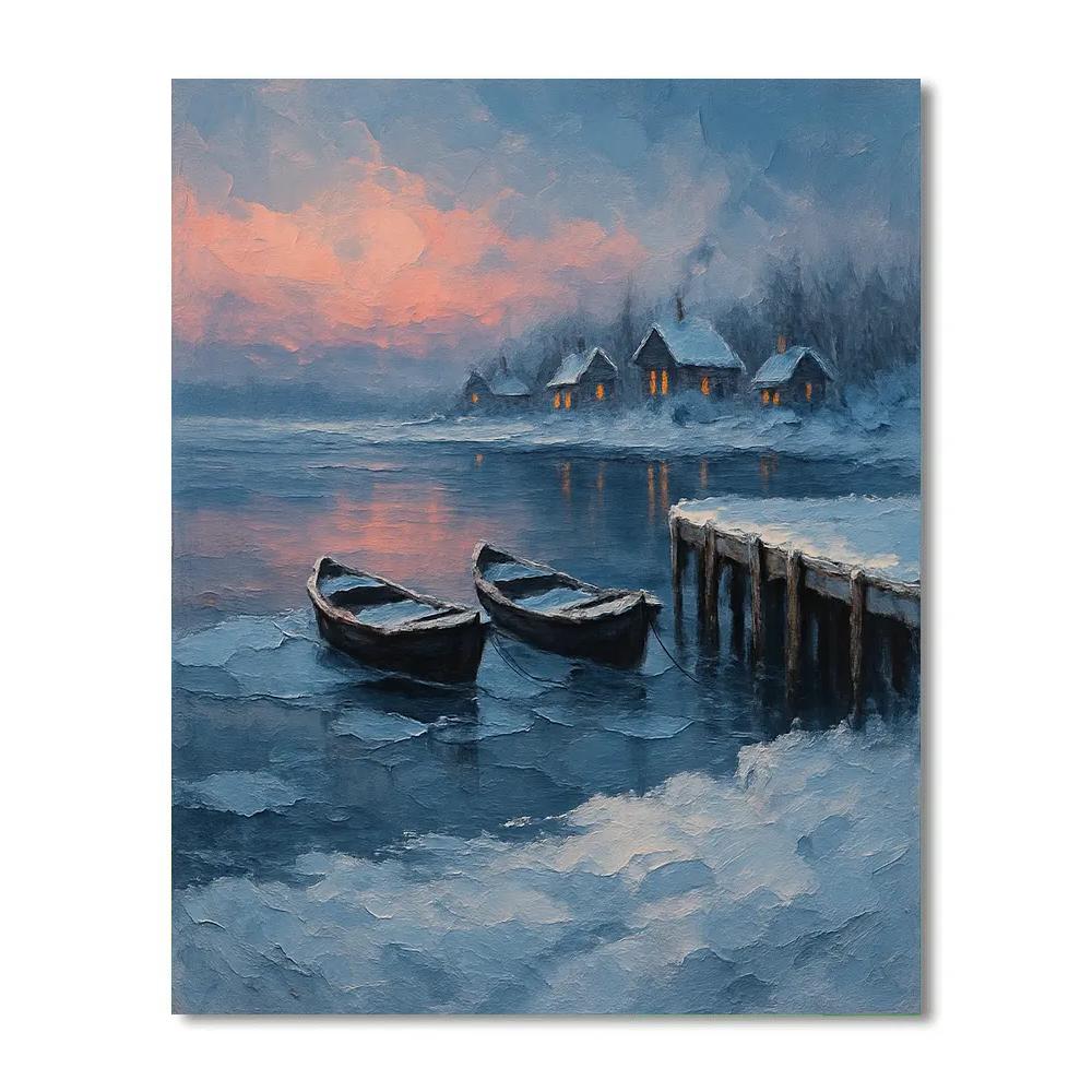 Quiet Boats On The Icy Harbor Paint by numbers kits
