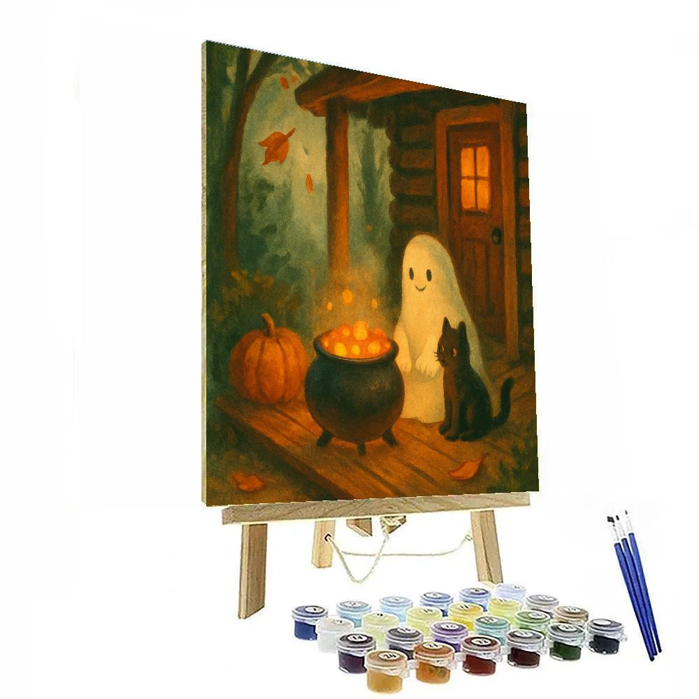 Forest Cabin Candy Cauldron paint by numbers