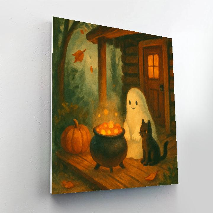 Forest Cabin Candy Cauldron paint by numbers