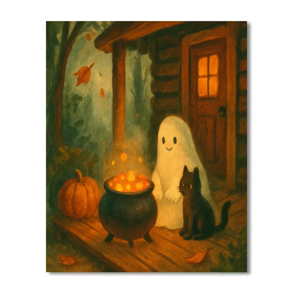 Forest Cabin Candy Cauldron paint by numbers