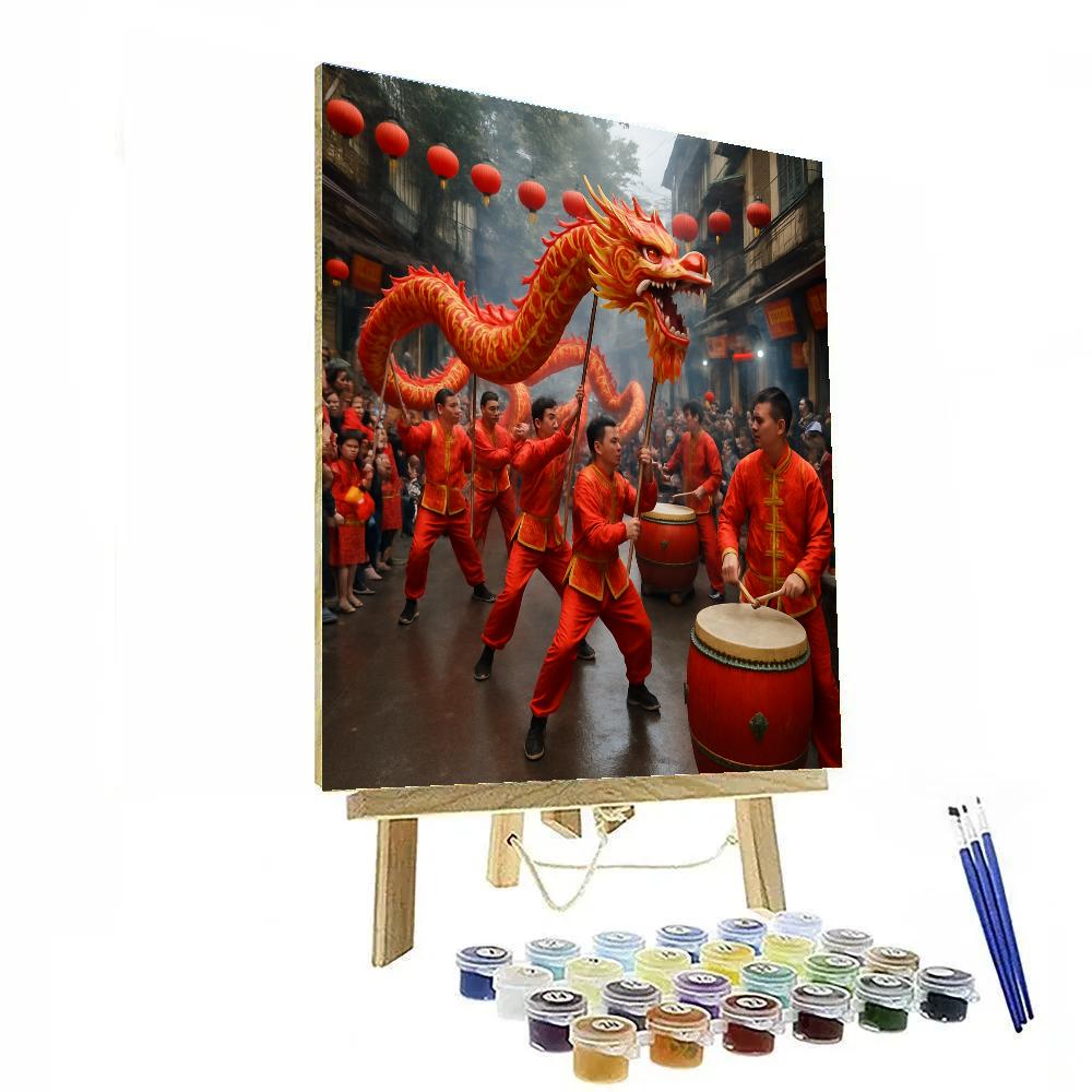 Lunar New Year Dragon Dance In Hanoi Old Quarter paint by numbers